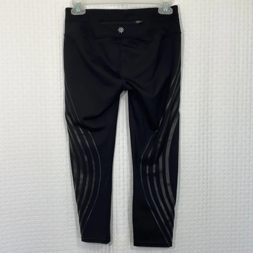 Athleta Black Leggings with Gray Stripes - Picture 8 of 9